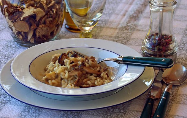 pulykás-gombás rizottó