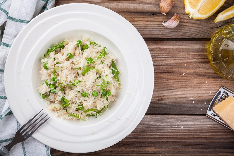 zöldborsós rizottó recept